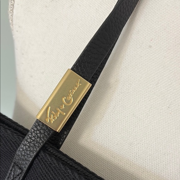 Foley & Corinna Black Gold Leaf Print Tote Bag Canvas metallic - Picture 3 of 4